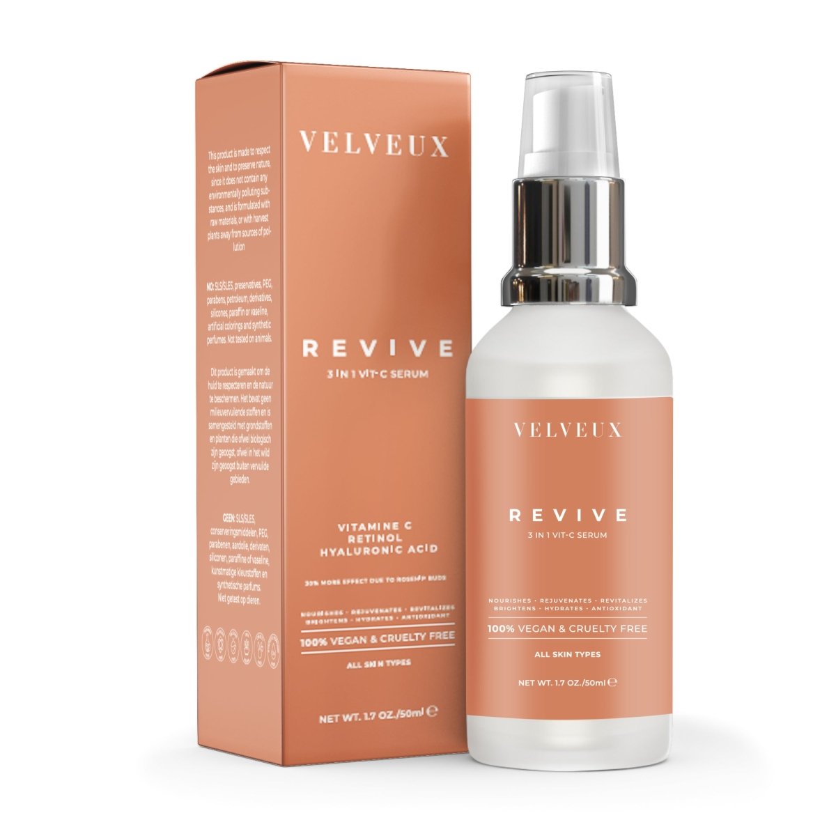 3 in 1 Vitamine C serum - Natuurlijk - Velveux - 8720618457912 - Vegan en Natuurlijke skincare routine's