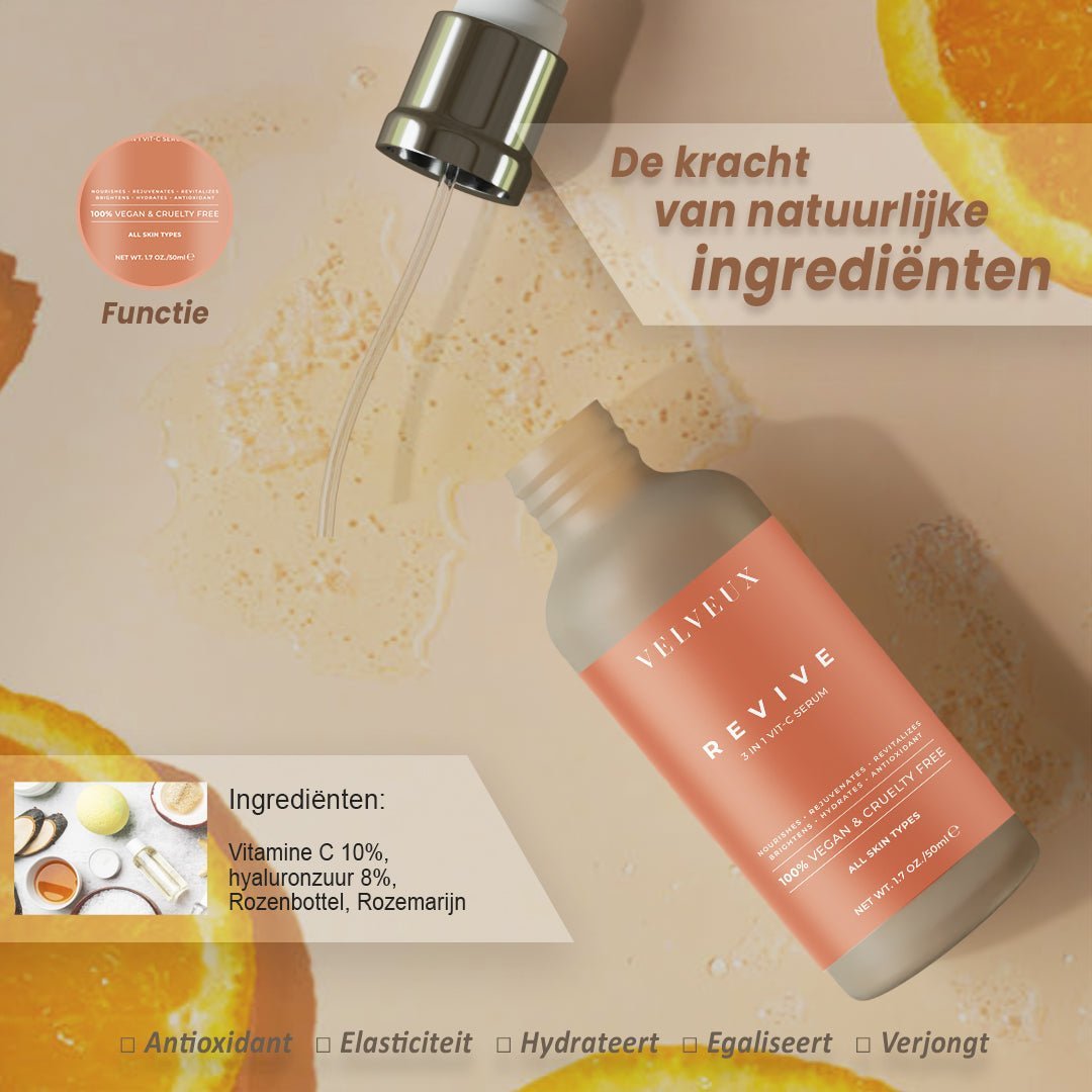 3 in 1 Vitamine C serum - Natuurlijk - Velveux - 8720618457912 - Vegan en Natuurlijke skincare routine's