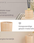 Geurkaars en geurstokjes home decoratieset | Vanille - Velveux - 8720865759586 - Vegan en Natuurlijke skincare routine's