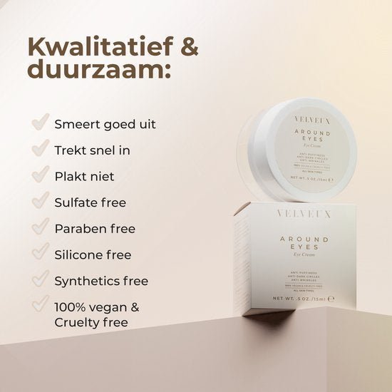 Oogcrème tegen wallen en donkere kringen | best getest 2024 | 1+1 Gratis - Velveux - oneplusone - Vegan en Natuurlijke skincare routine's