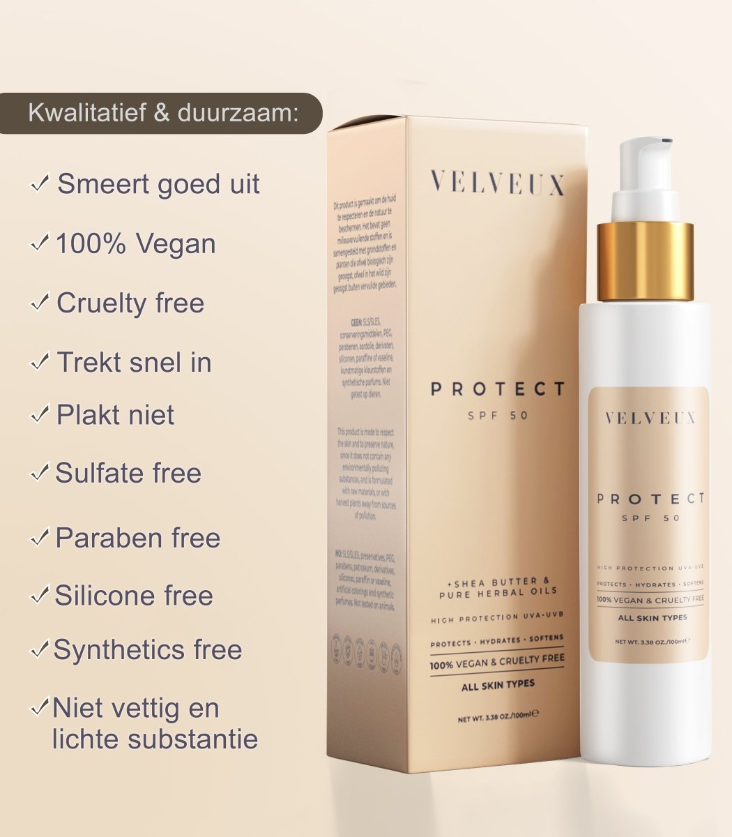 Protect - SPF 50 - natuurlijke zonnebrandcrème - Velveux - 8720618457974 - Vegan en Natuurlijke skincare routine&#39;s