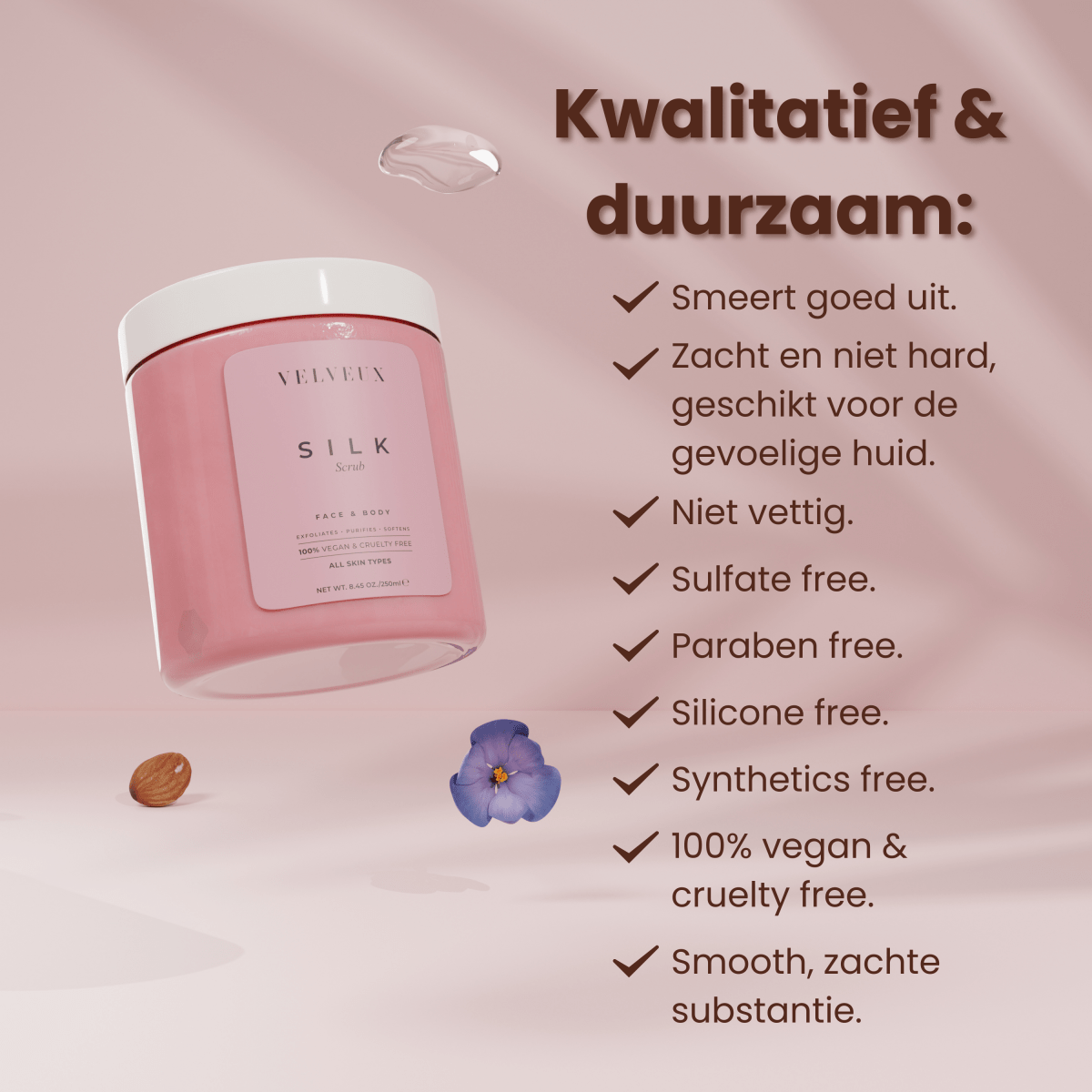 Silk - Scrub gezicht en body - Velveux - 8720865759579 - Vegan en Natuurlijke skincare routine's