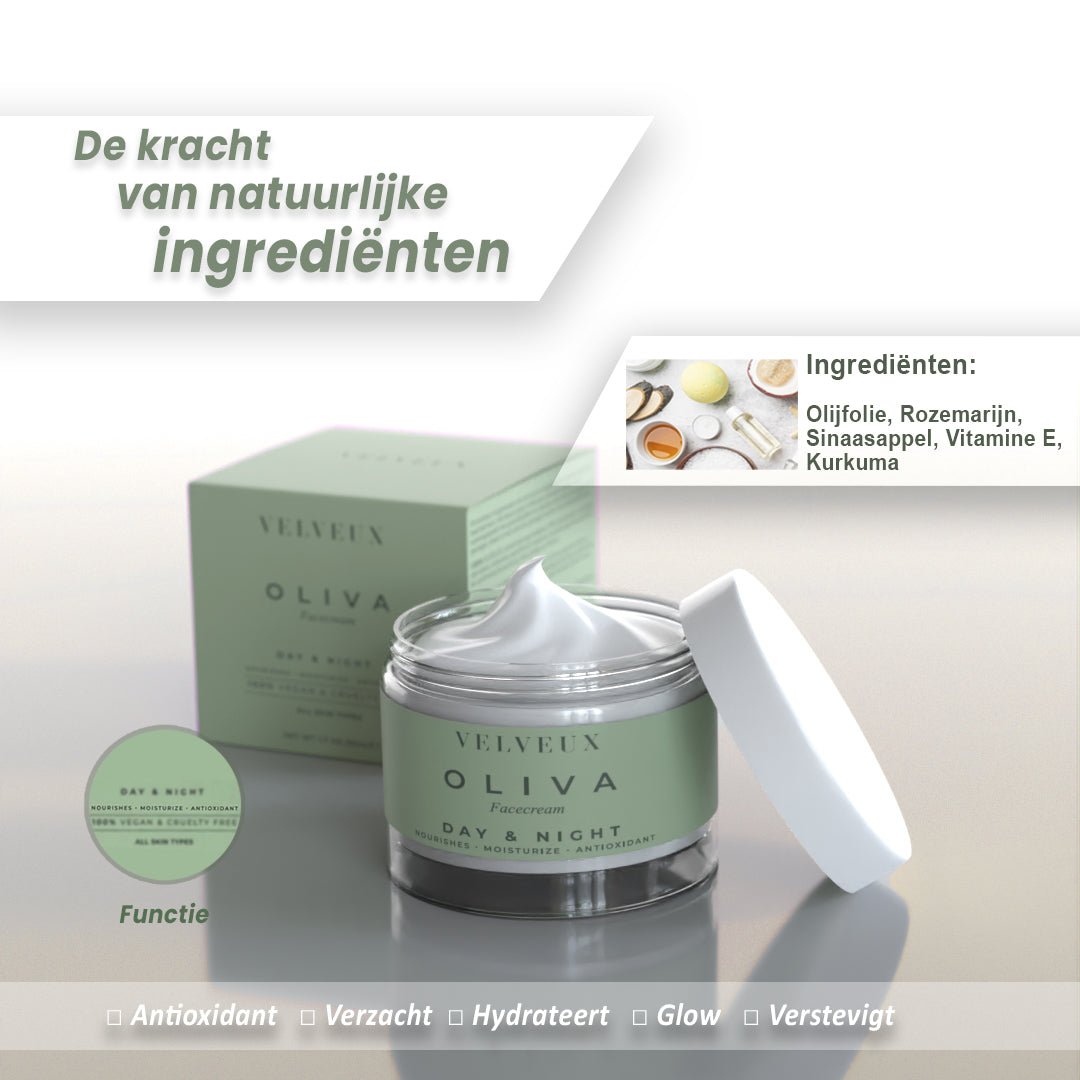 Oliva • Gezichtscrème - Velveux - 8720865759296 - Vegan en Natuurlijke skincare routine's
